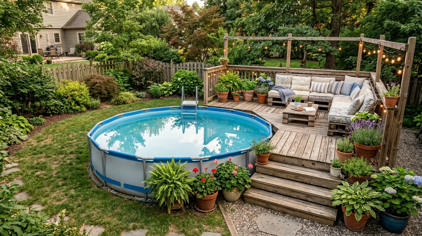 Pallet Deck With Built-In Bench